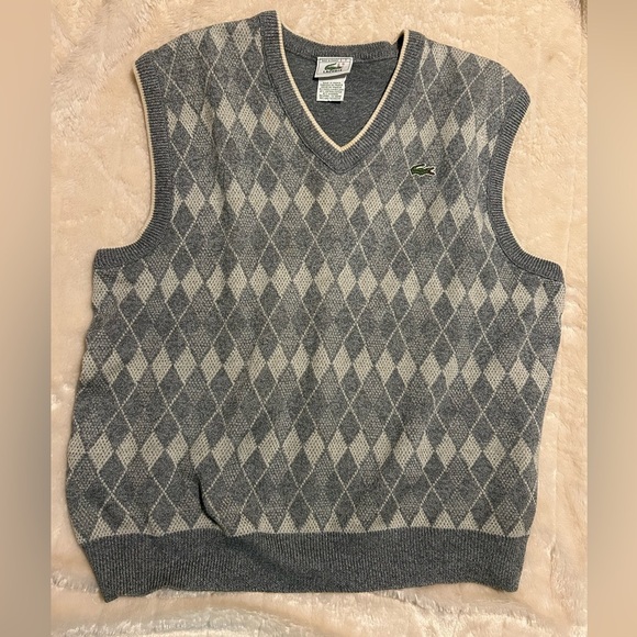 Lacoste Gray V-Neck Sweater with Classic Style - Picture 1 of 4